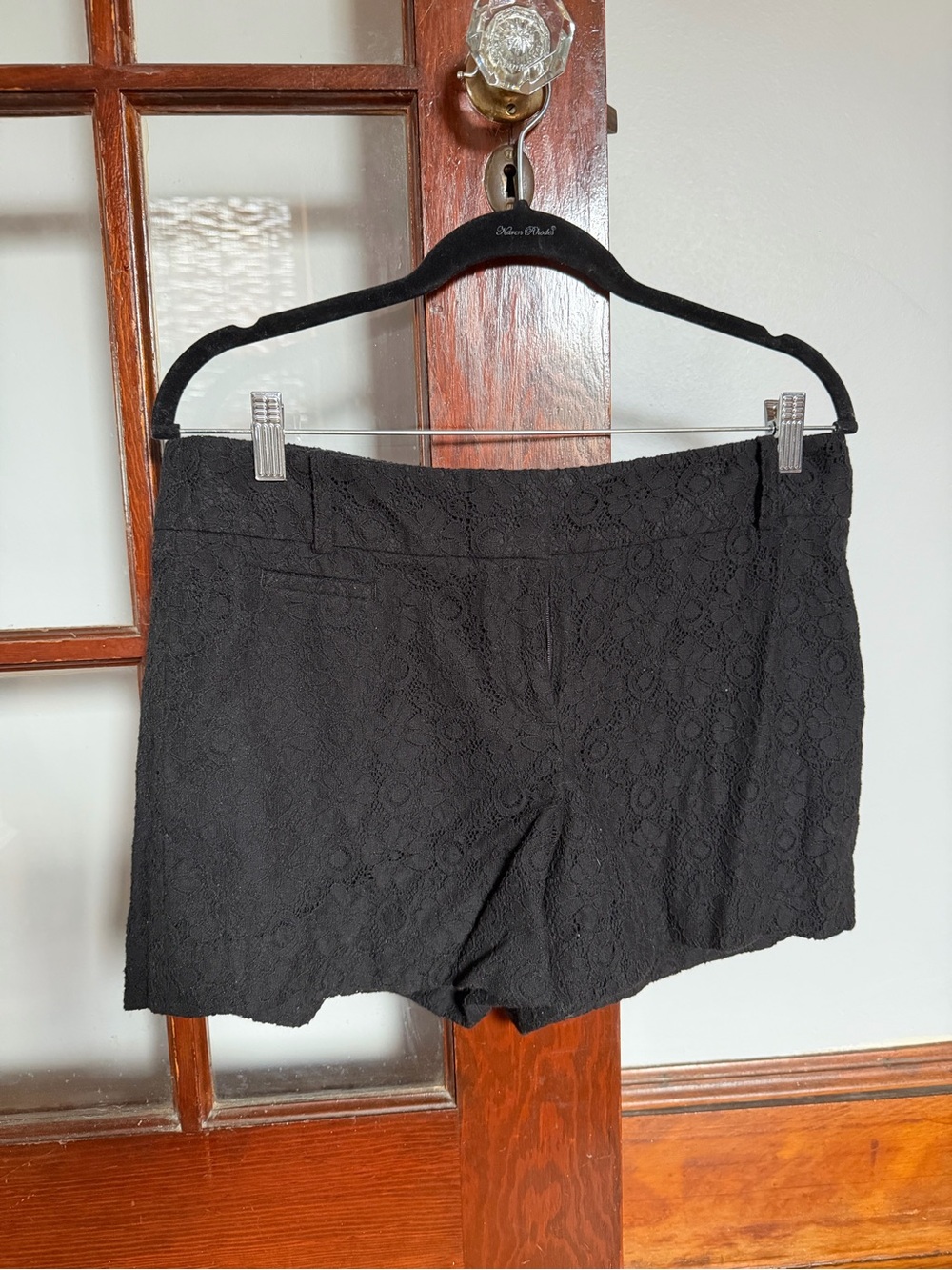 LOFT Black High-Waist Lace Shorts